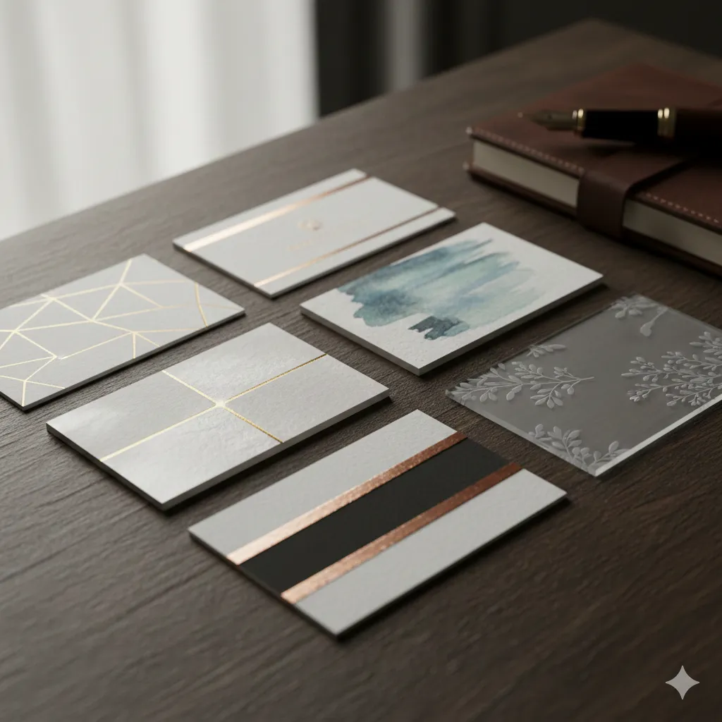 Premium business card printing showcase featuring elegant designs