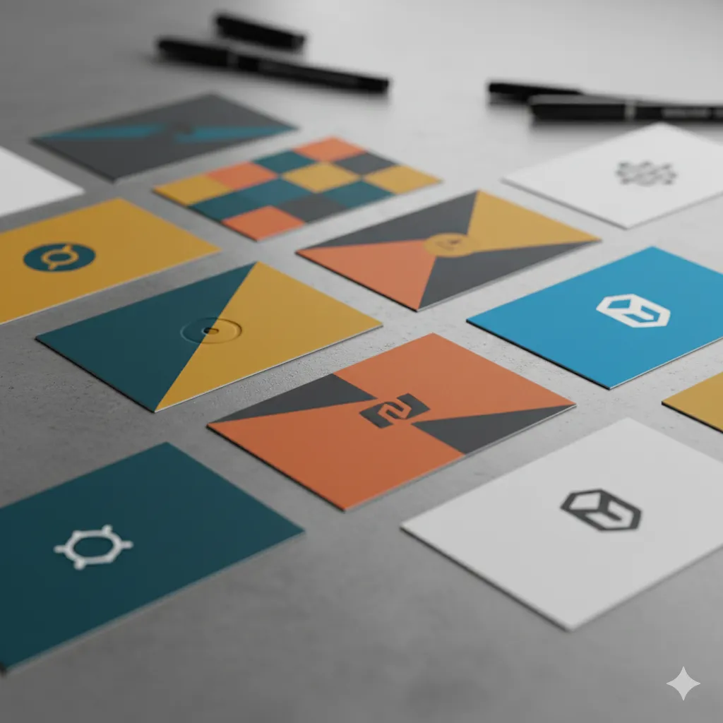 Modern business card designs featuring bold colors and contemporary layouts