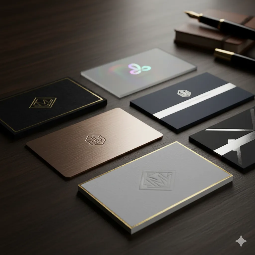 Luxury business card printing with premium finishes and special materials